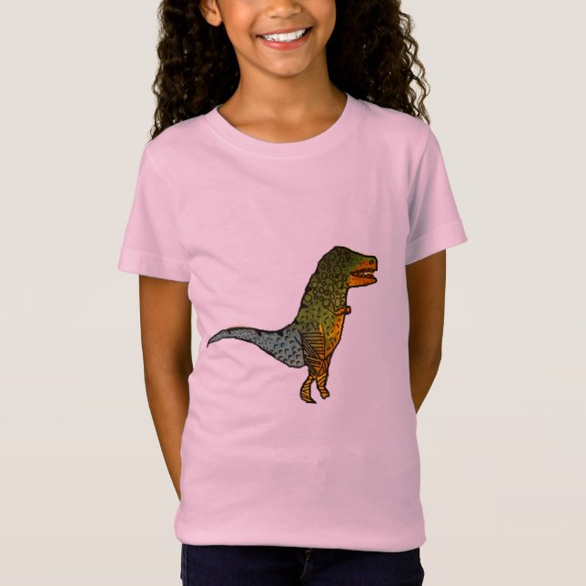 Camiseta Arte bonito do dinossauro de T-Rex das meninas (Frente)