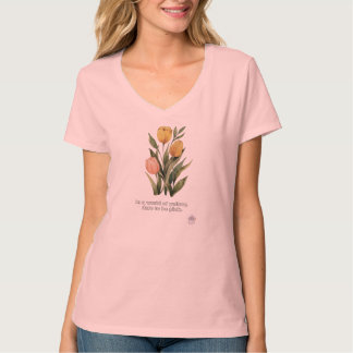 Camiseta Arte Botânica de Tulipa em Aquarela por PixelPeak