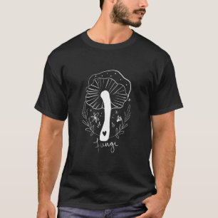 Camiseta Arte Botânica Desenhada à Mão de Cogumelo