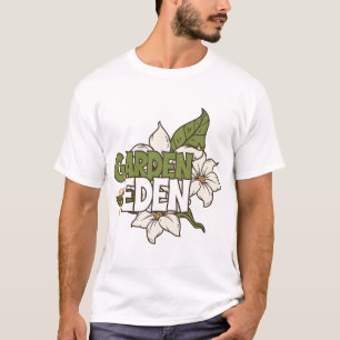 Camiseta Arte Botânica Floral Branca do Jardim do Éden
