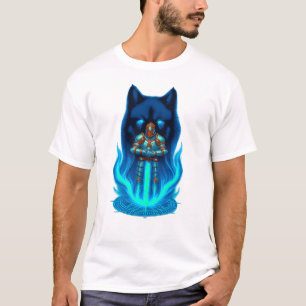 Camiseta Arte Botânico Celestial Mão-Texturizada Lua e Oliv