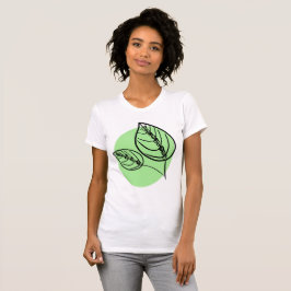 Camiseta Arte Botânico Minimalista de Folhas de Planta Cala