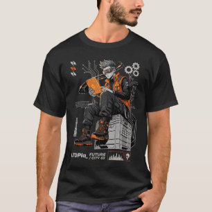 Camiseta Arte Buscadora de Conhecimento Cyberpunk Cidade Ut