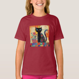 Camiseta Arte Caprichosa de Gato Preto