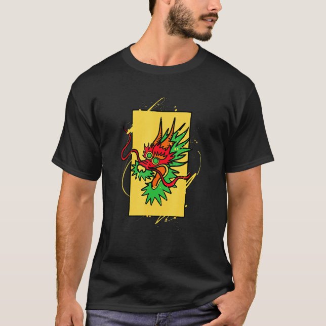 Camiseta Arte Chinesa Oriental Dragão Asiático (Frente)
