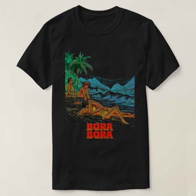 Camiseta Arte Clássica De Ventilador Bora-BORA Retro Cult (Frente do Design)