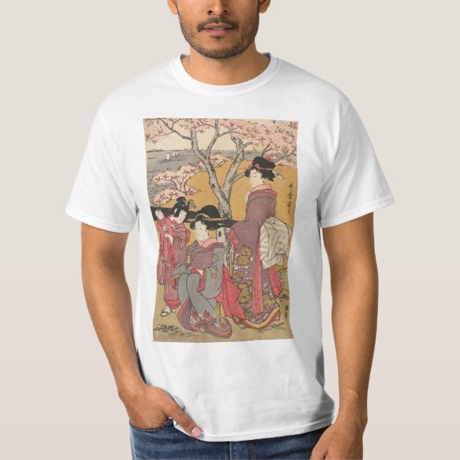 Camiseta Arte clássica japonesa da senhora da gueixa (Frente)