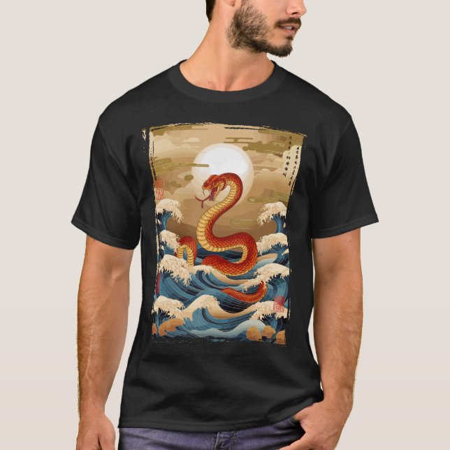 Camiseta Arte Cobra tradicional japonesa (Frente)