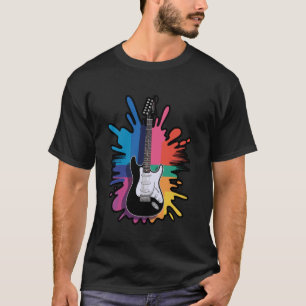 Camiseta Arte Colorida Abstrata de Guitarra Elétrica