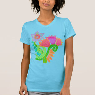 Camiseta Arte Colorida Abstrato Floral Wearable