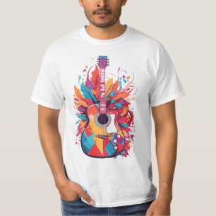 Camiseta Arte Colorida de Arremesso de Violão com AI Genera