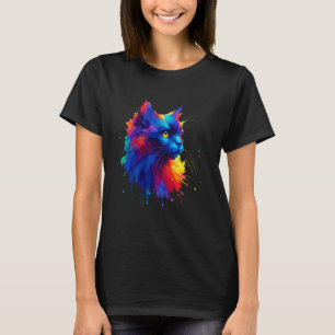 Camiseta Arte Colorida de Borrifo Gato Bombay