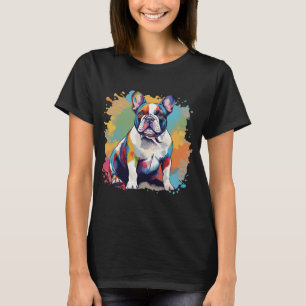 Camiseta Arte Colorida de Bulldog Francês para Amantes de C