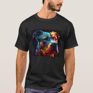 Camiseta Arte Colorida de Cachorro Pitbull Design Vibrante