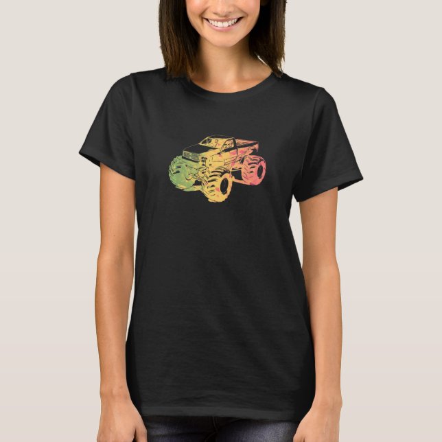 Camiseta Arte Colorida de Caminhão Monstro (Frente)