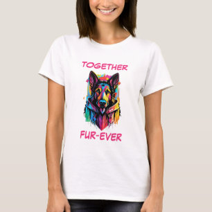 Camiseta Arte Colorida de Cão Abstrato do Pastel german she
