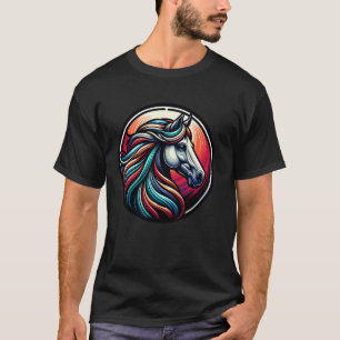 Camiseta Arte Colorida de Cavalos para Entusiastas de Caval