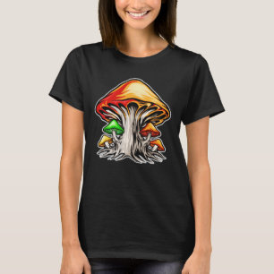 Camiseta Arte Colorida de Cogumelos Psicodélicos Terrosos