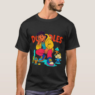 Camiseta Arte Colorida de Doodle Urbano Roupas Legais de Ru