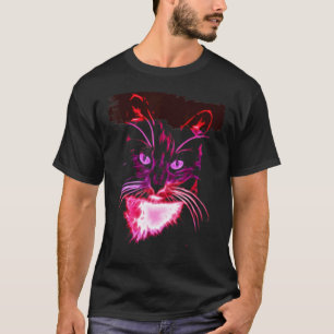 Camiseta Arte Colorida de Gato - Item de Novidade Presente