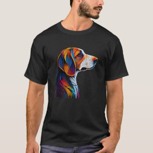 Camiseta Arte Colorida de Linha Abstrato do Foxhound Americ