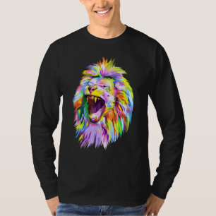 Camiseta Arte Colorida De Pop De Cabeça De Leão Para Leões