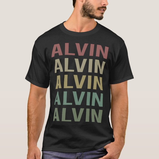 Camiseta Arte Colorida de Texto - Nome Alvin (Frente)
