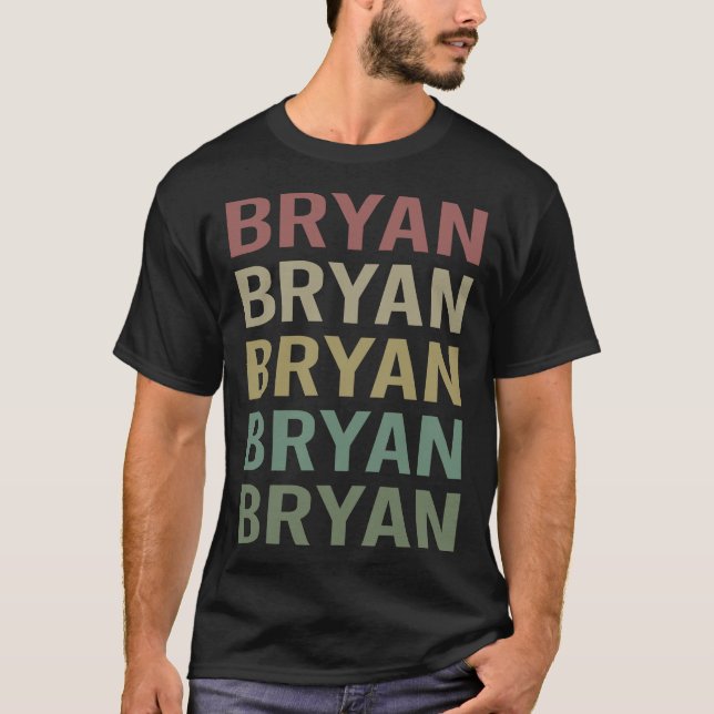 Camiseta Arte Colorida de Texto - Nome Bryan (Frente)