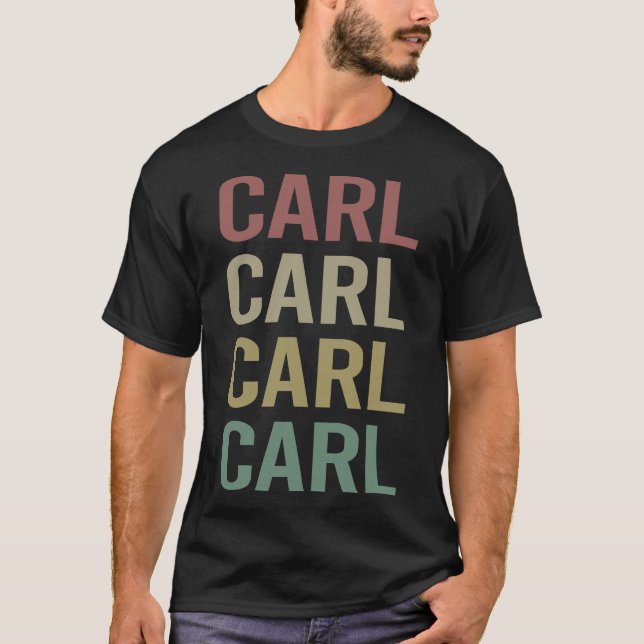 Camiseta Arte Colorida de Texto - Nome Carl (Frente)