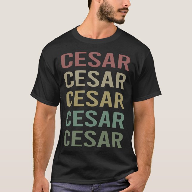 Camiseta Arte Colorida de Texto - Nome Cesar (Frente)