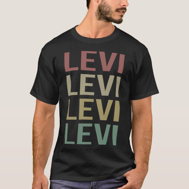 Camiseta Arte Colorida de Texto - Nome Levi (Frente)