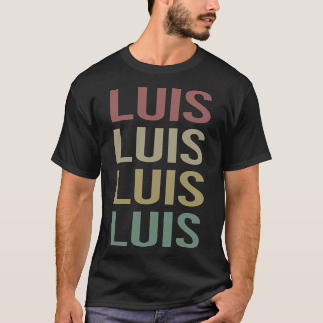 Camiseta Arte Colorida de Texto - Nome Luis (Frente)