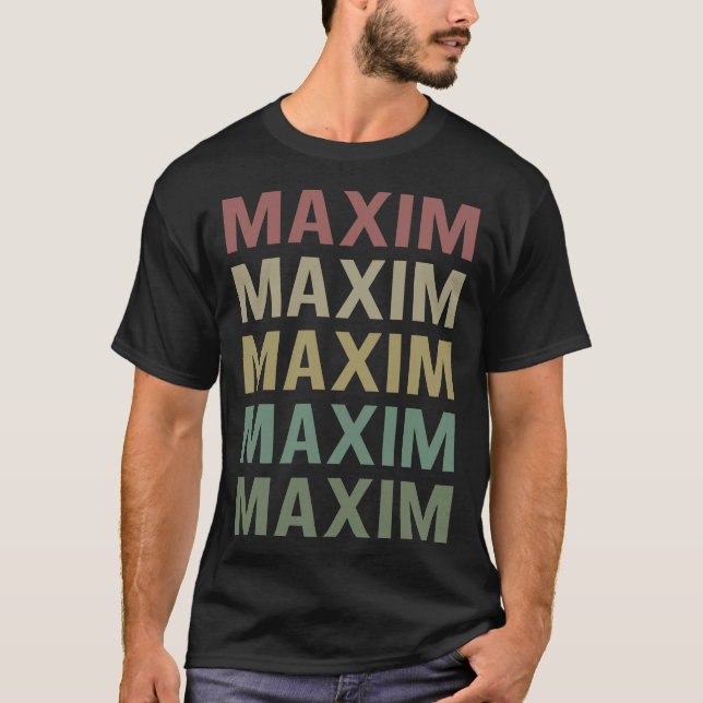 Camiseta Arte Colorida de Texto - Nome Maxim (Frente)
