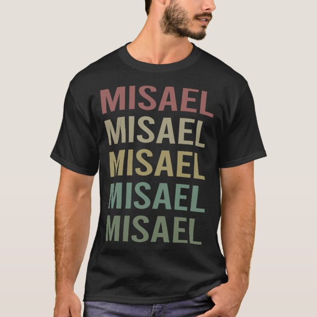 Camiseta Arte Colorida de Texto - Nome Misael (Frente)