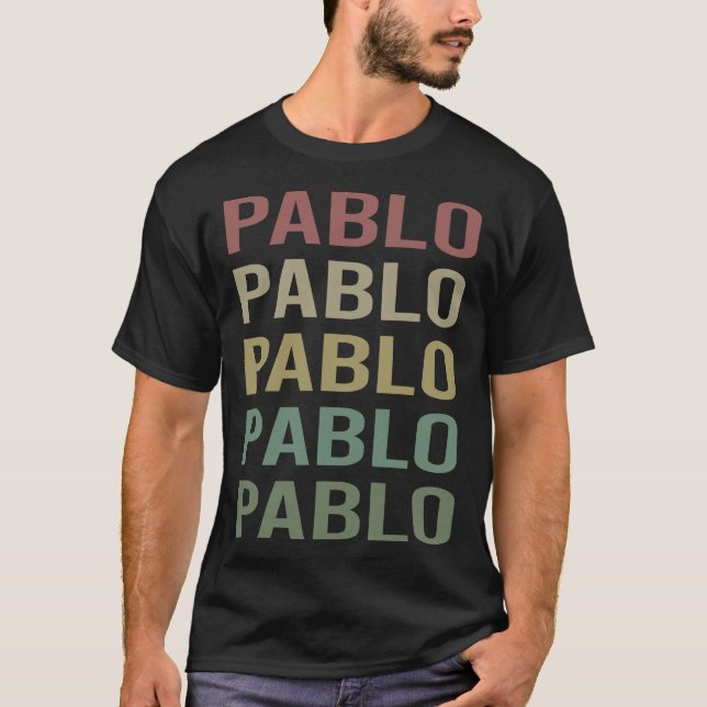 Camiseta Arte Colorida de Texto - Nome Pablo (Frente)