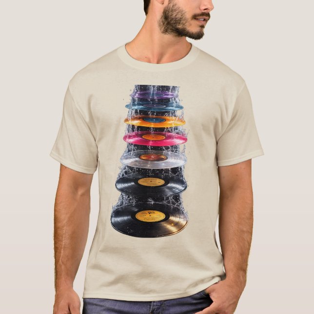 Camiseta Arte Colorida de Vinil de Splash Waterfall (Frente)