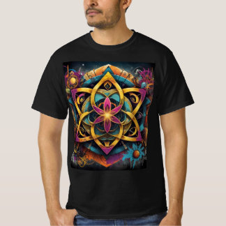 Camiseta Arte Colorida - Desenho do Padrão Espiritual de Fl