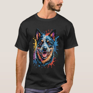 Camiseta Arte Colorida do Cão Blue Heeler Gado Australiano