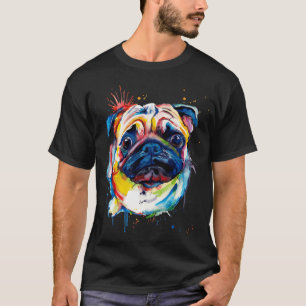 Camiseta Arte Colorida do Cão Pug