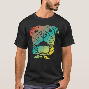Camiseta Arte Colorida do Rosto do Pitbull Amante de Pittie