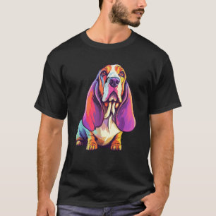 Camiseta Arte Colorida e Fofa de Basset Hound para Cachorro