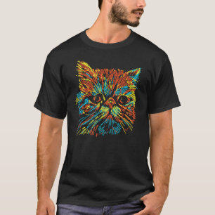 Camiseta arte colorida e fofa de gato Exótico de pelo curto