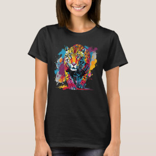 Camiseta Arte Colorida Jaguar Wildlife Big Cat Lover