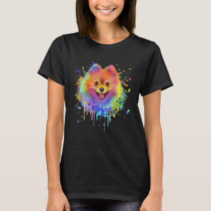 Camiseta Arte Colorida Pomerânia Retrato Pom Puppy