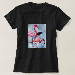 Camiseta Arte colorida rosa com coloração aquosa do flami