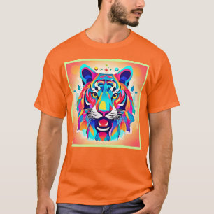Camiseta Arte Colorida Tiger Face