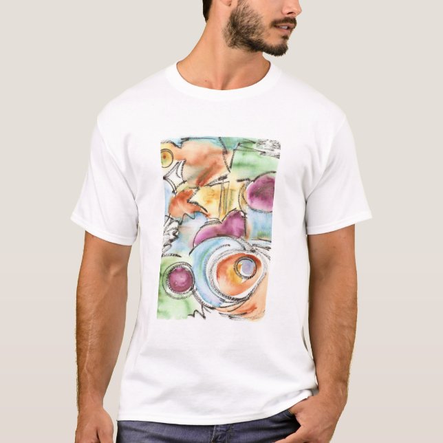 Camiseta Arte com Abstrato de Aquarela pintada à Mão Invern (Frente)