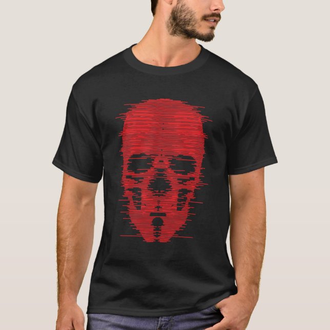 Camiseta Arte com falha do crânio vermelho (Frente)
