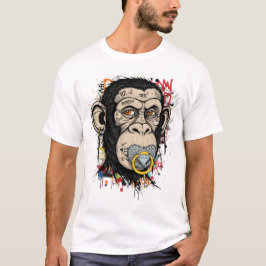 Camiseta Arte com o Macaco do grafite - Estilo da Rua Abstr