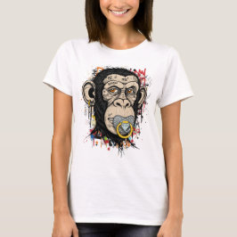 Camiseta Arte com o Macaco do grafite - Estilo da Rua Abstr